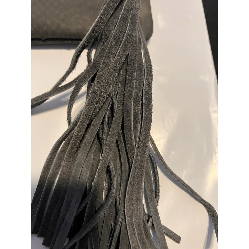 Mods Luxe Dark Gray Python Embossed Leather Fold … - image 3